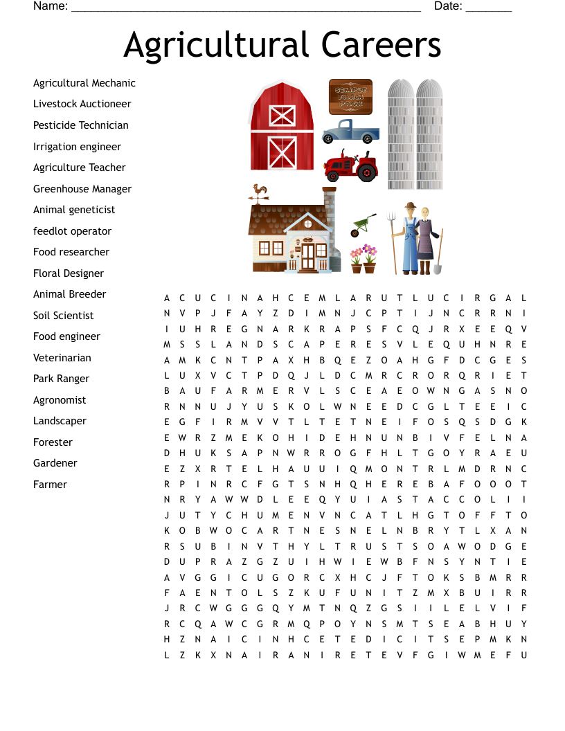 Agricultural Careers Word Search