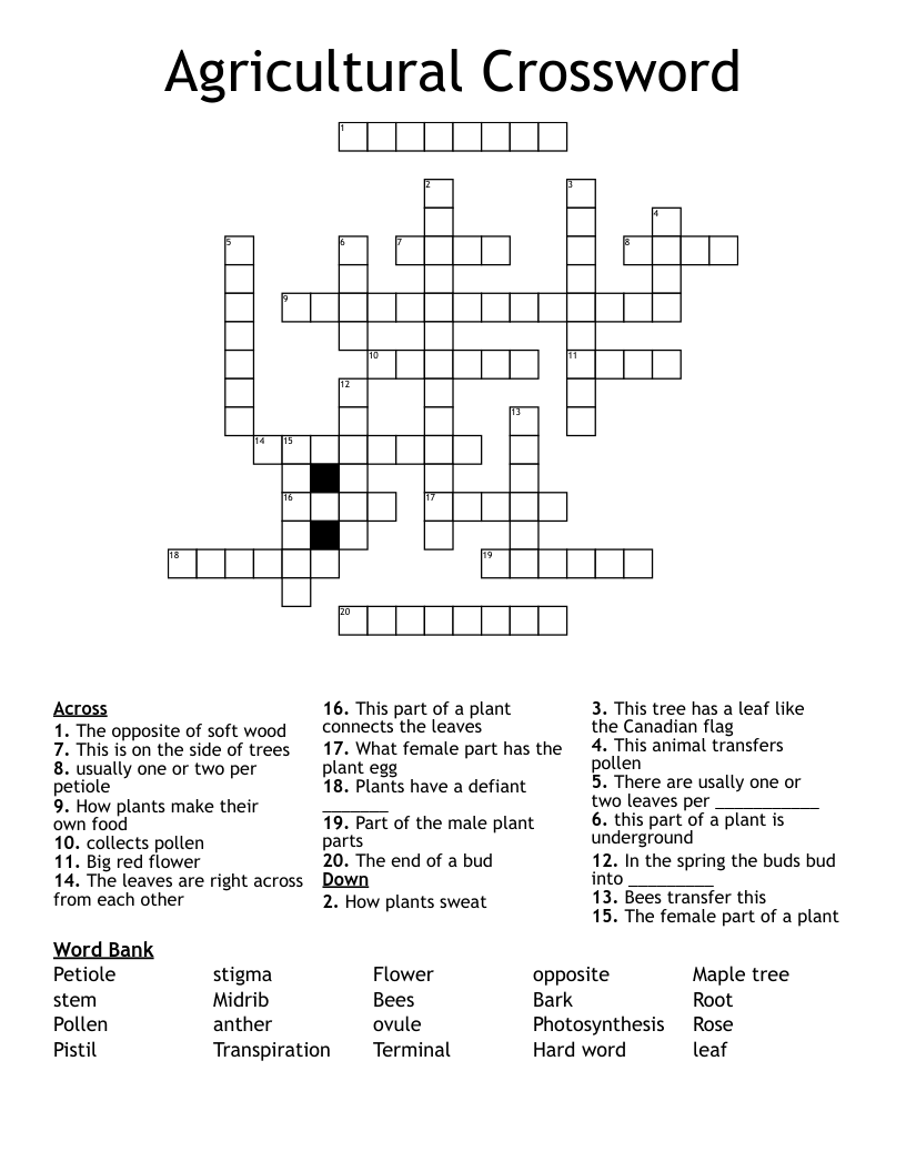 Agricultural Crossword