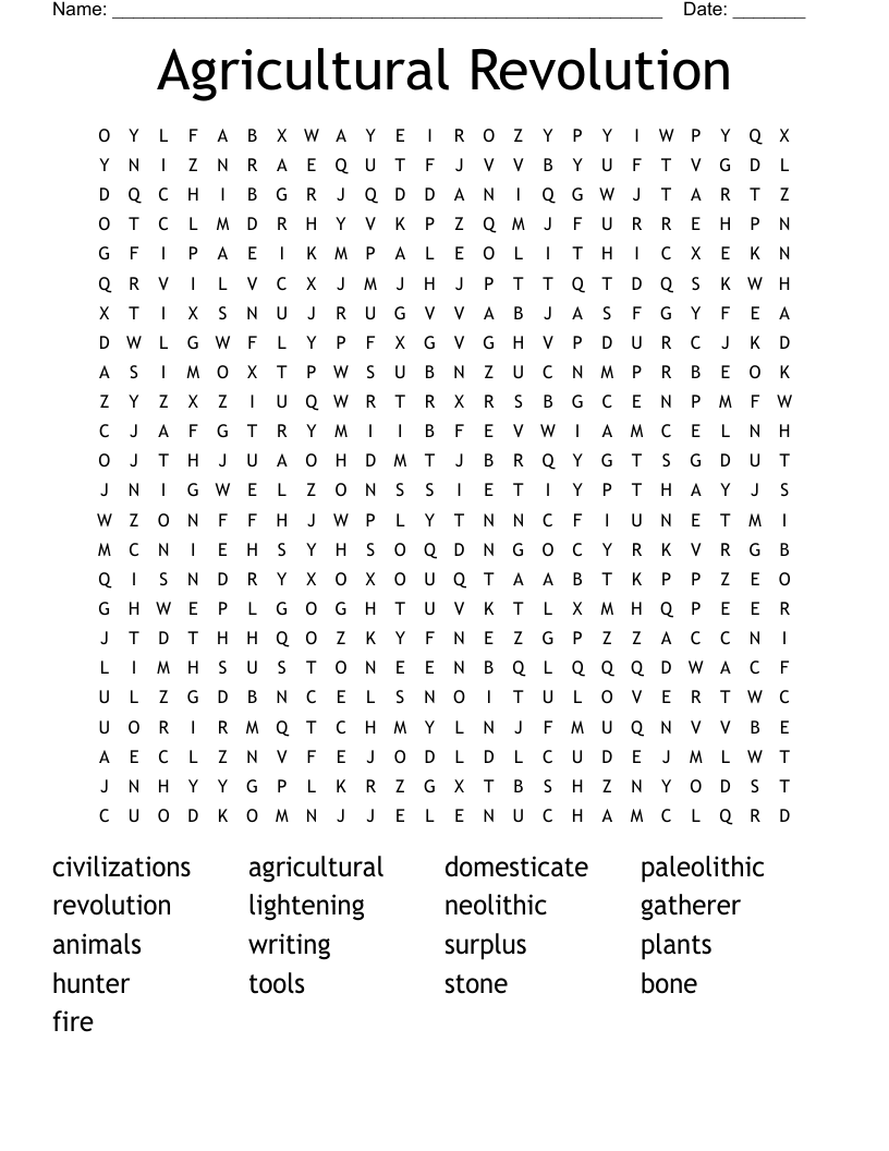 Agricultural Revolution Word Search