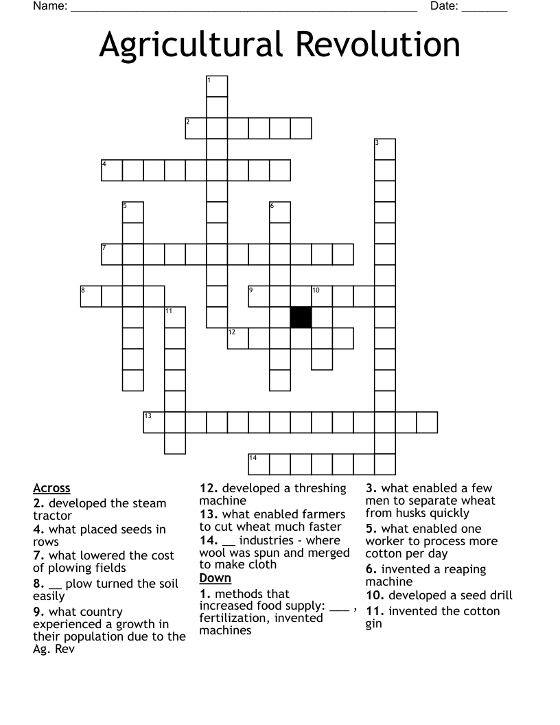 Agricultural Revolution Crossword