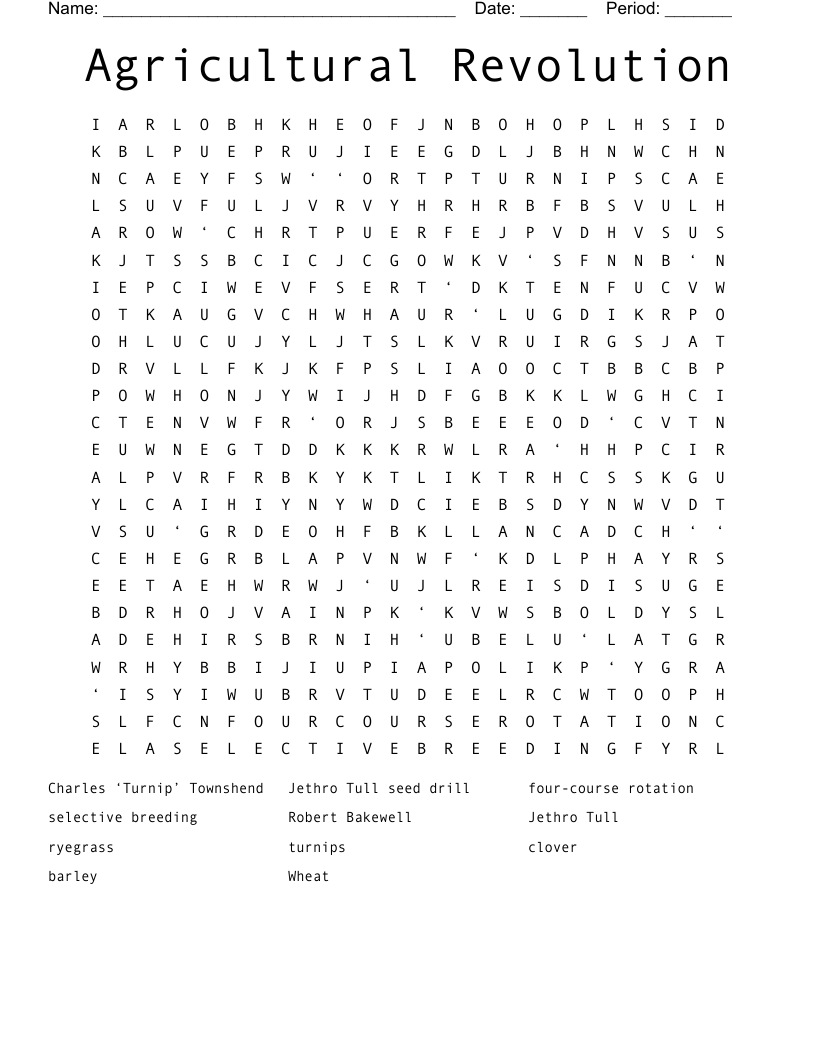 Agricultural Revolution Word Search