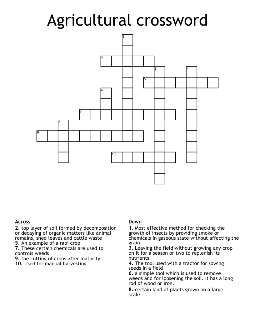 Agricultural crossword