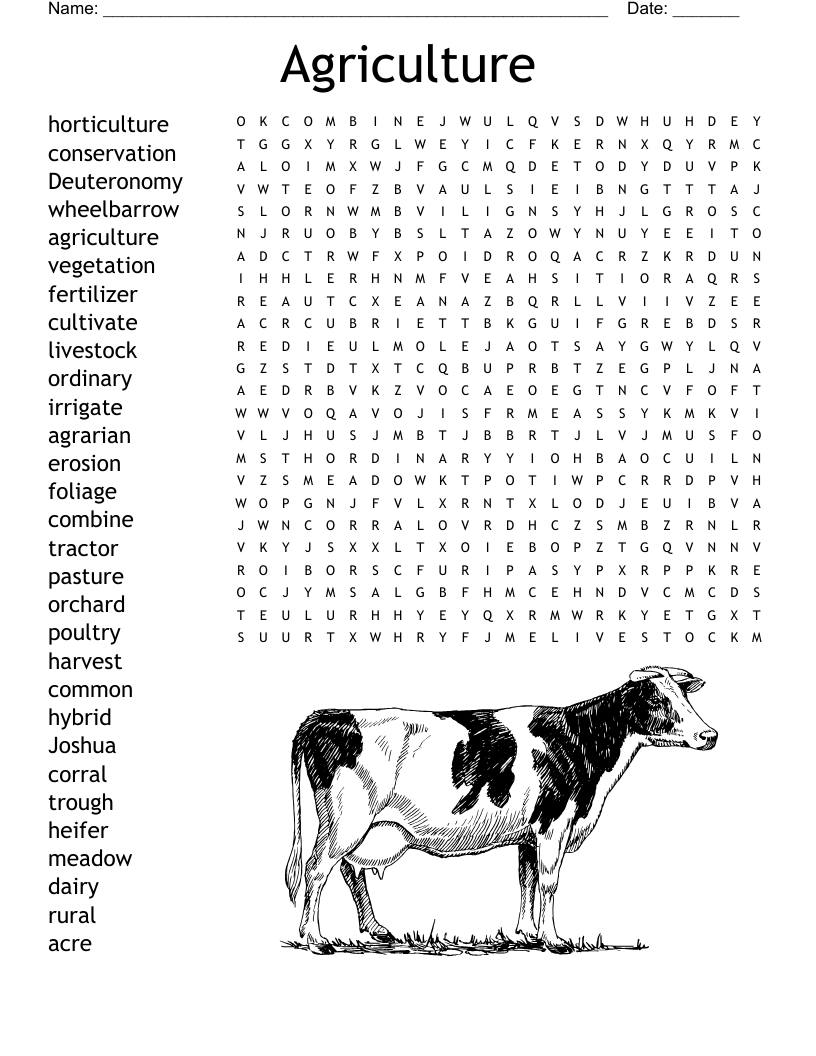 Agriculture Word Search