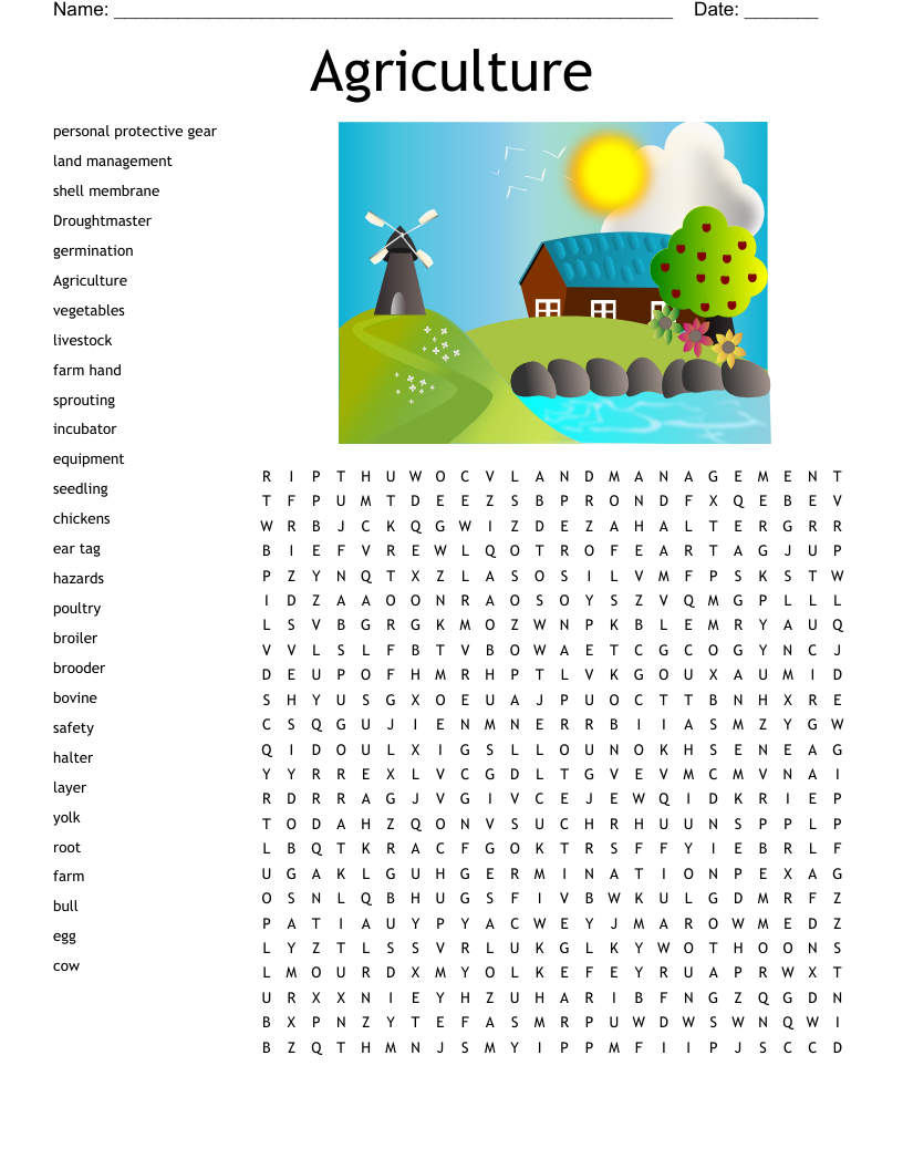 Agriculture Word Search