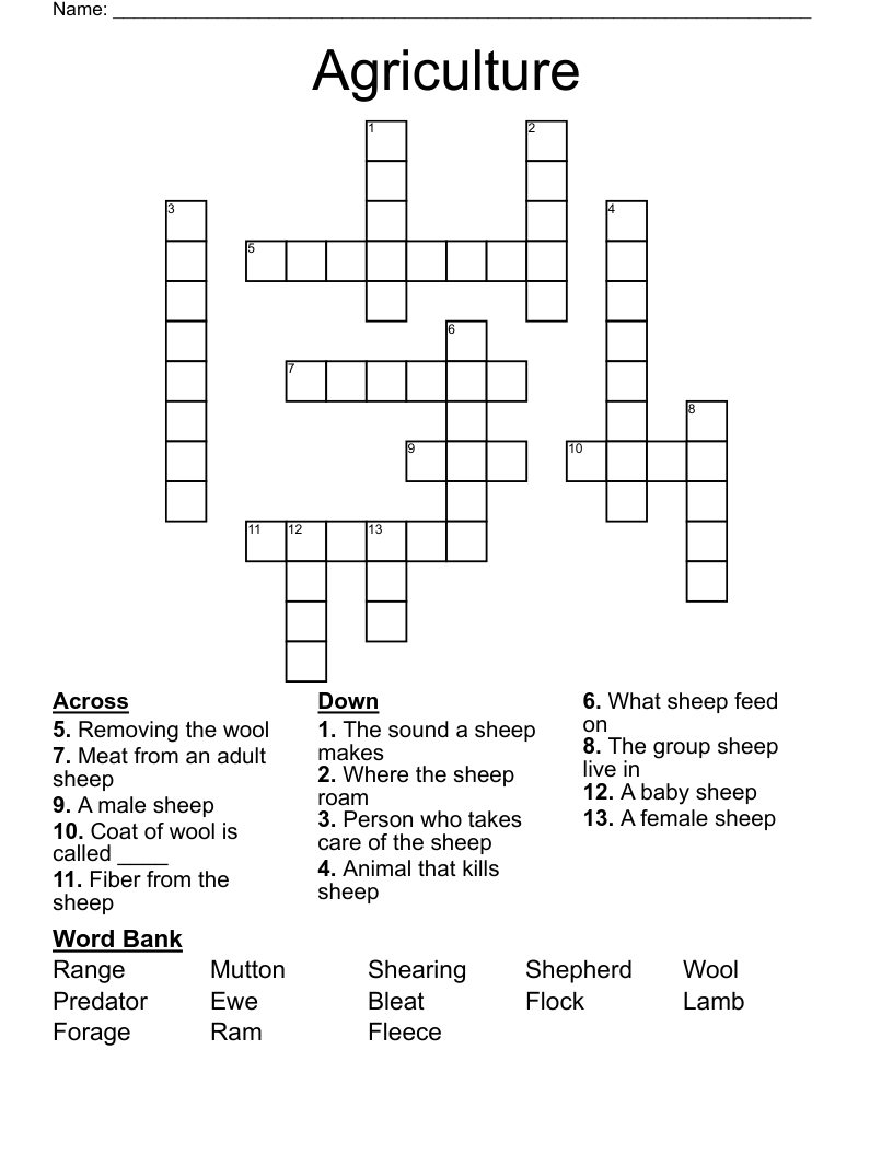 Agriculture Crossword