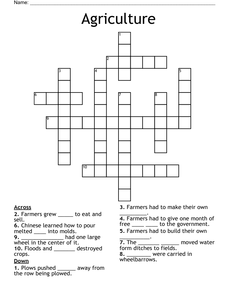 Agriculture Crossword