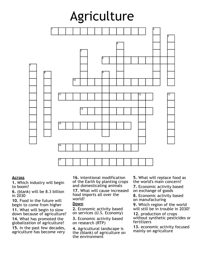 Agriculture Crossword