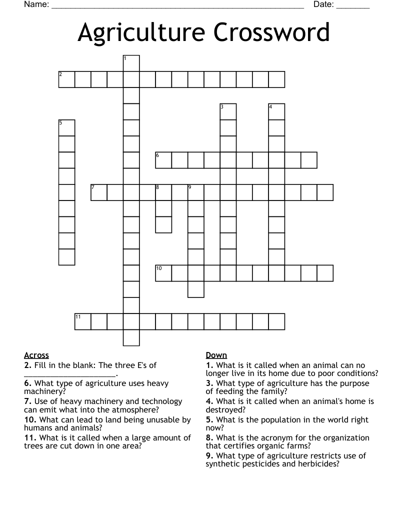 Agriculture Crossword