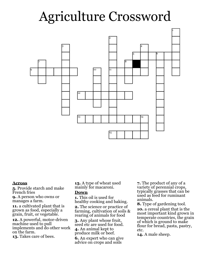 Agriculture Crossword 