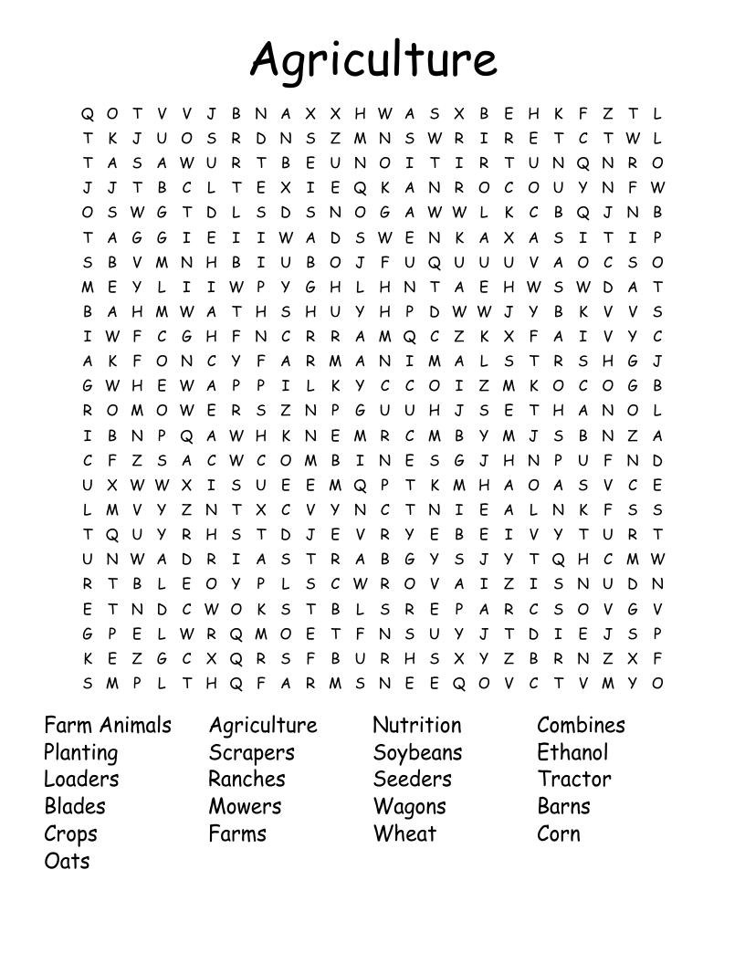 Agriculture  Word Search