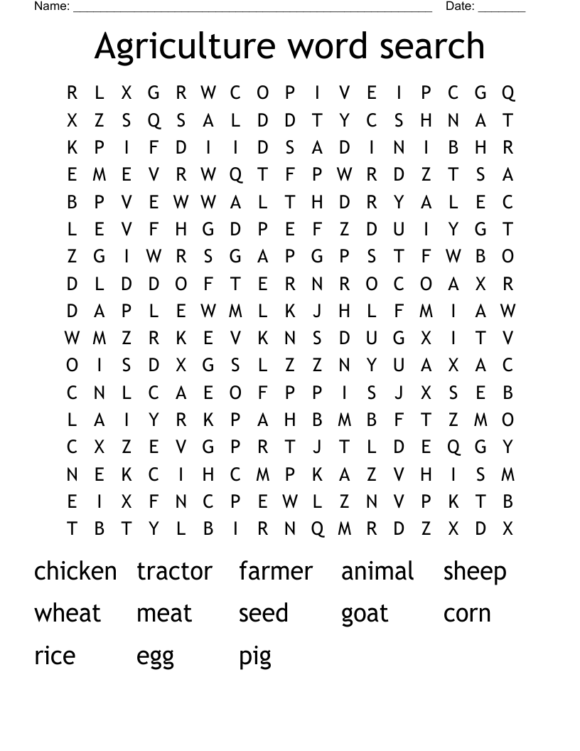 Agriculture word search 