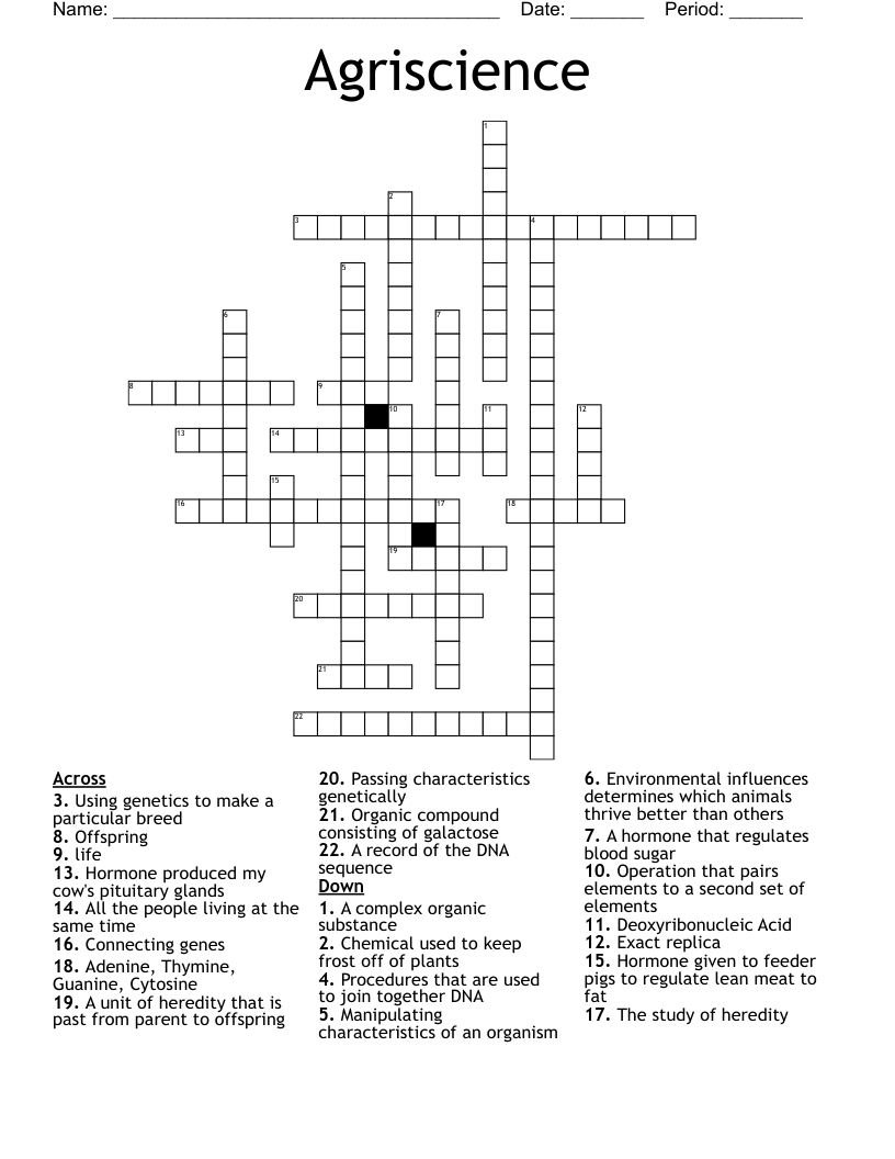 Agriscience Crossword
