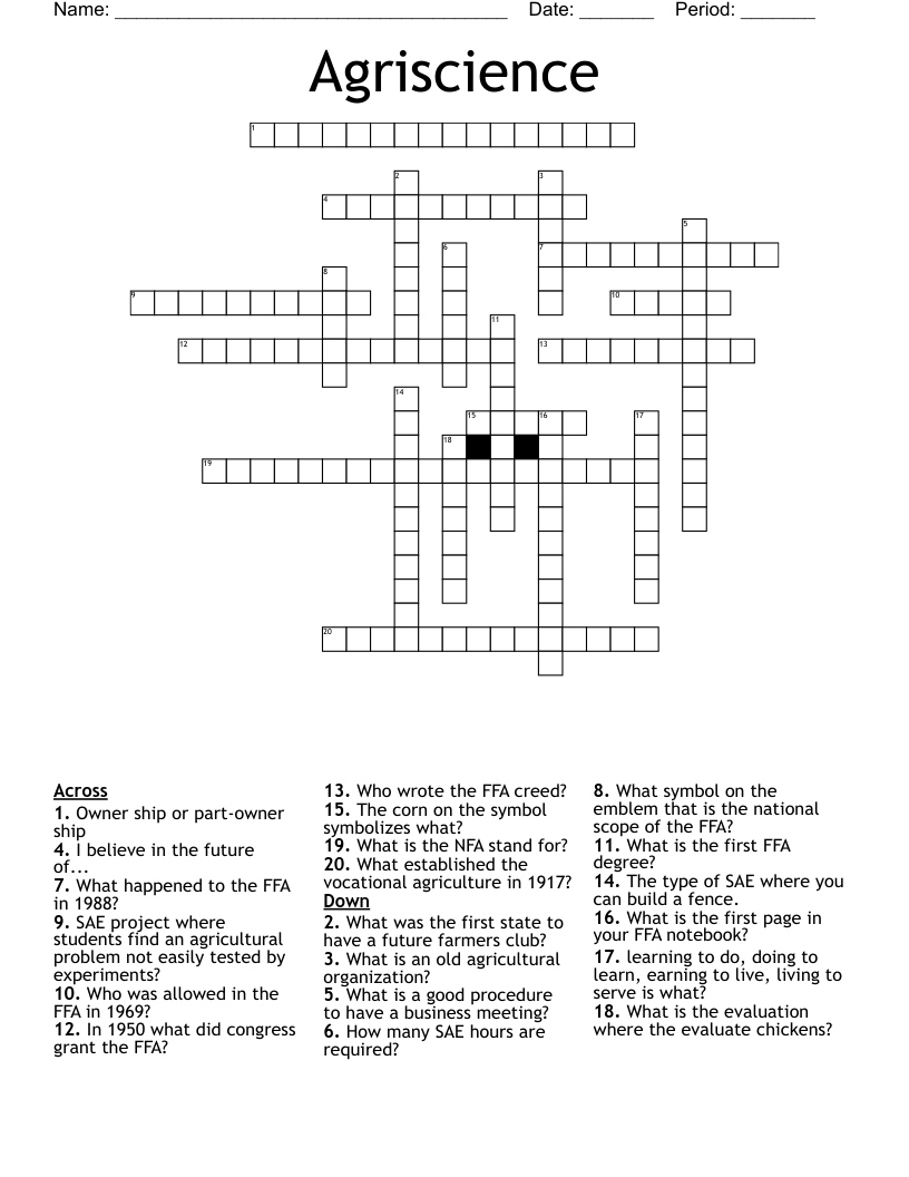 Agriscience Crossword
