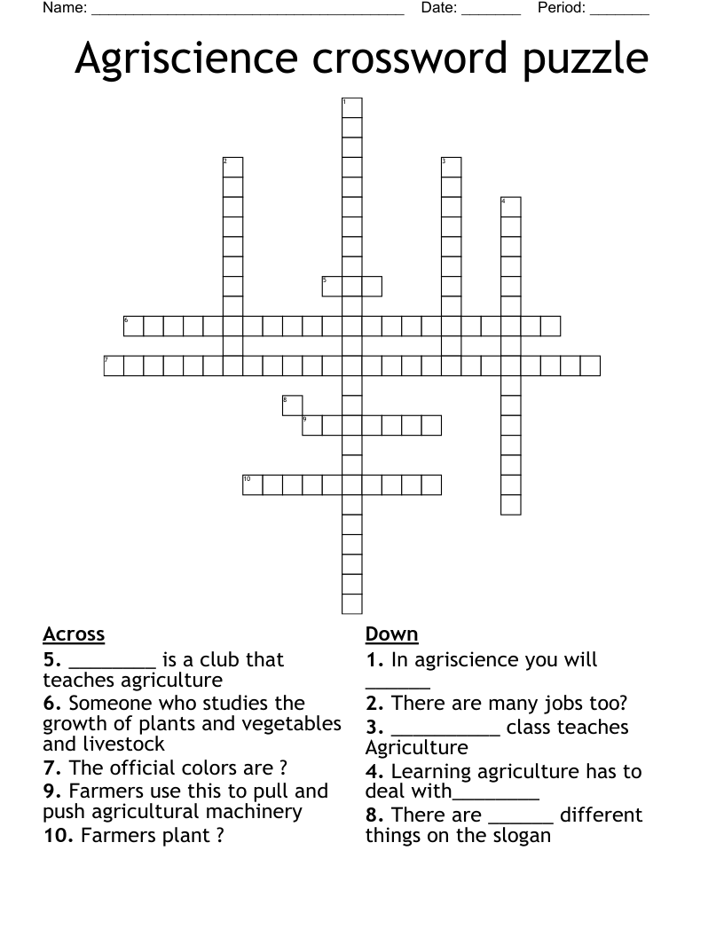Agriscience crossword puzzle