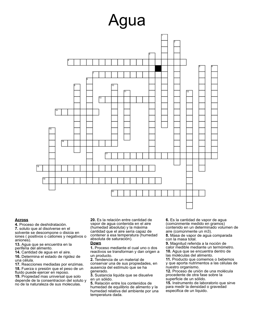 Agua Crossword