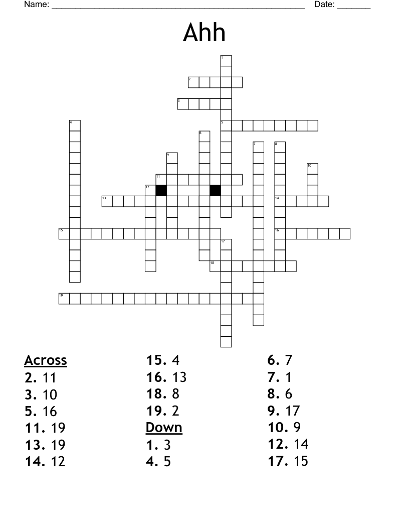 Ahh Crossword