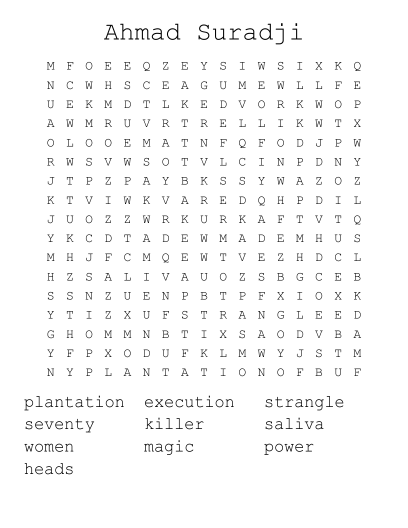 Ahmad Suradji Word Search