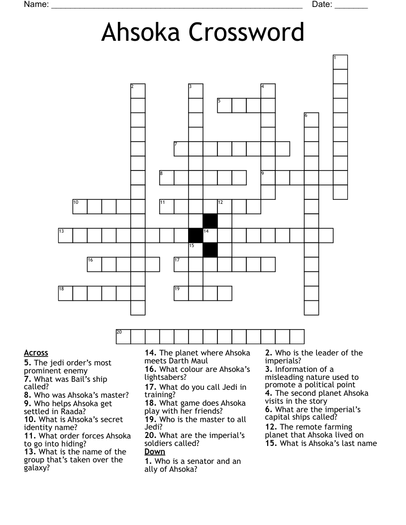 Ahsoka Crossword