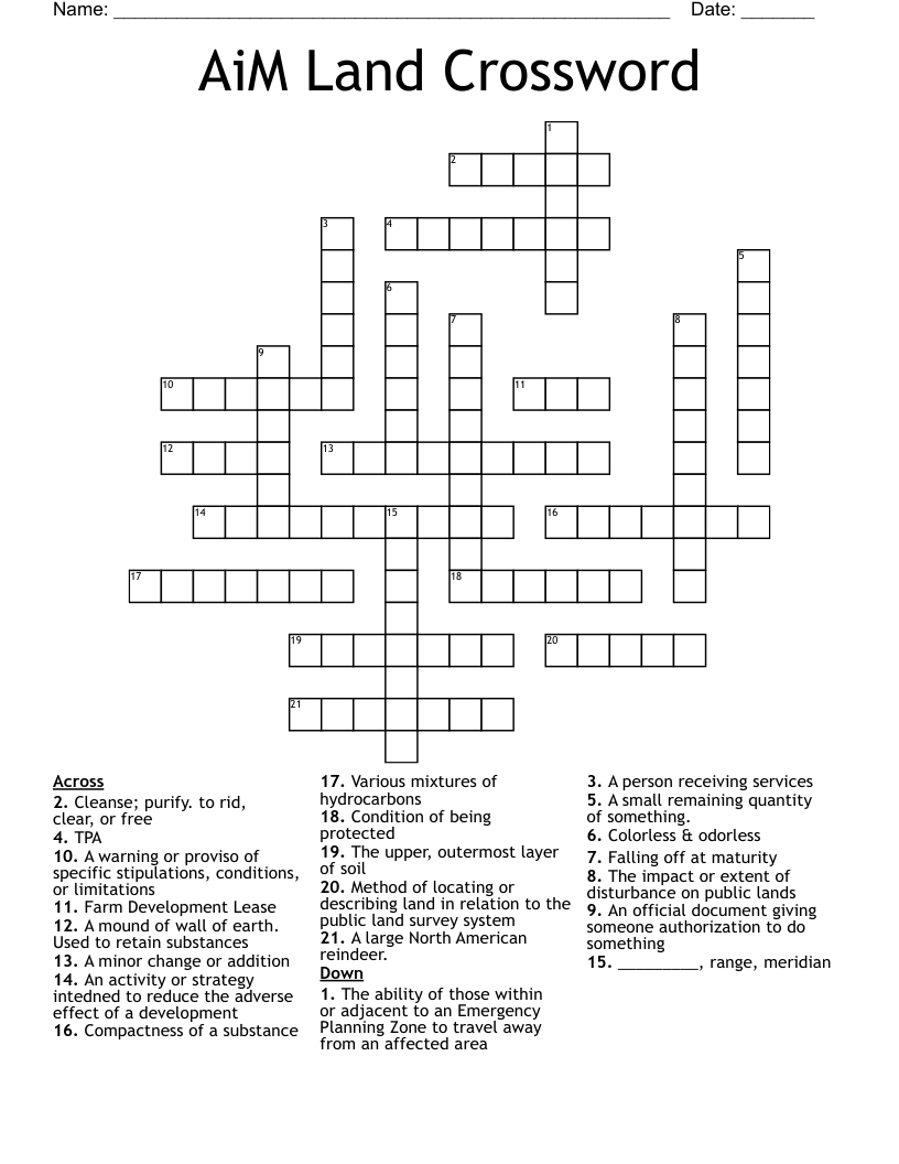AiM Land Crossword