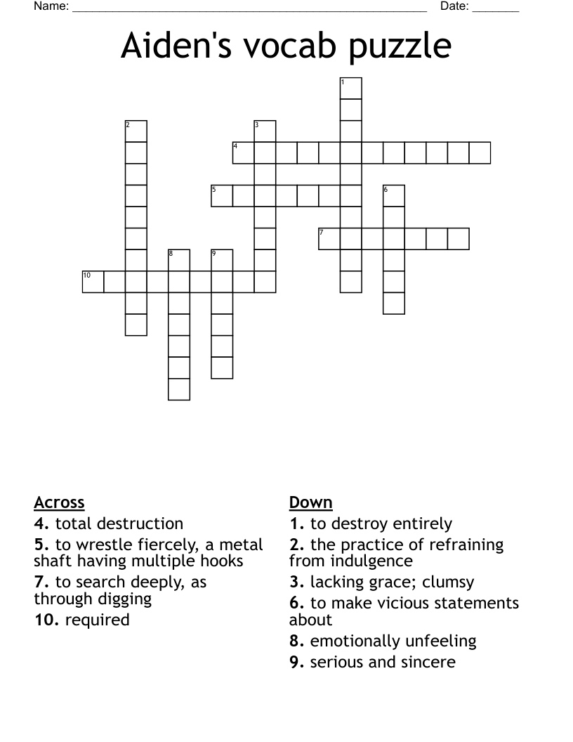 Aiden's vocab puzzle Crossword
