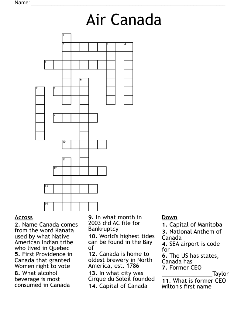 Air Canada Crossword