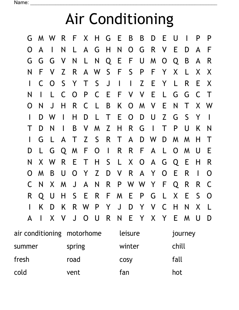 Air Conditioning Word Search