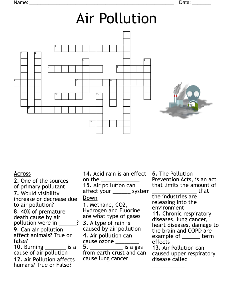 Air Pollution Crossword
