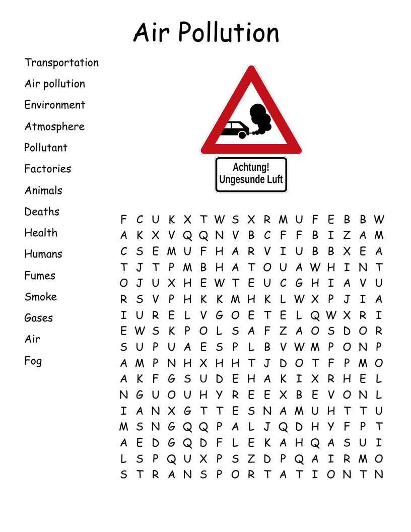 Air Pollution  Word Search