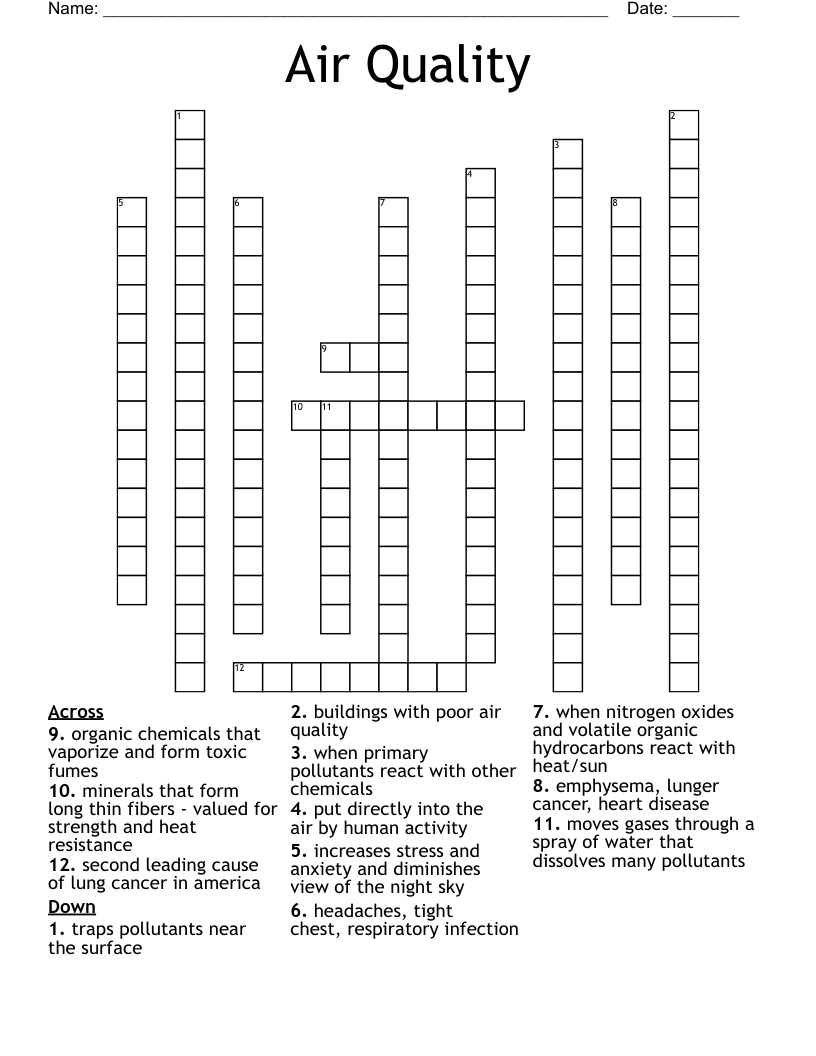 Air Quality Crossword