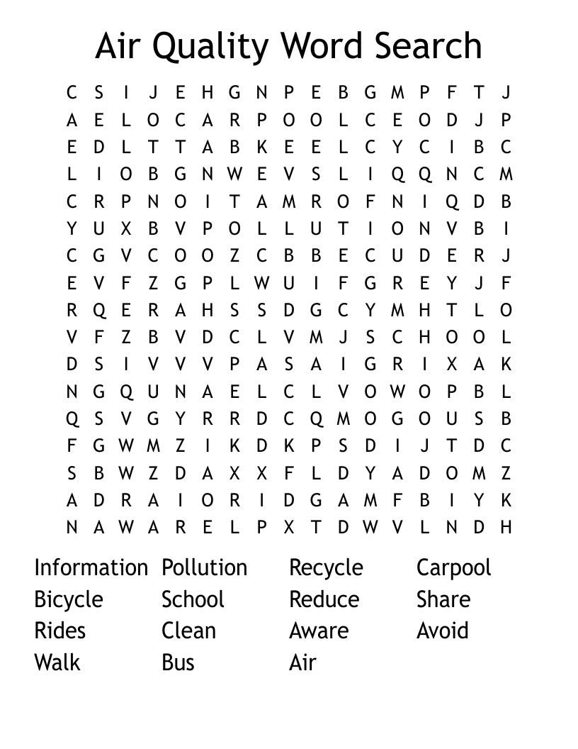 Air Quality Word Search
