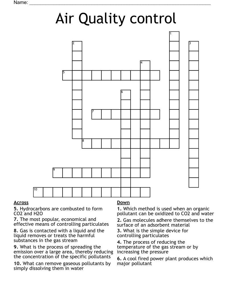 Air Quality control  Crossword