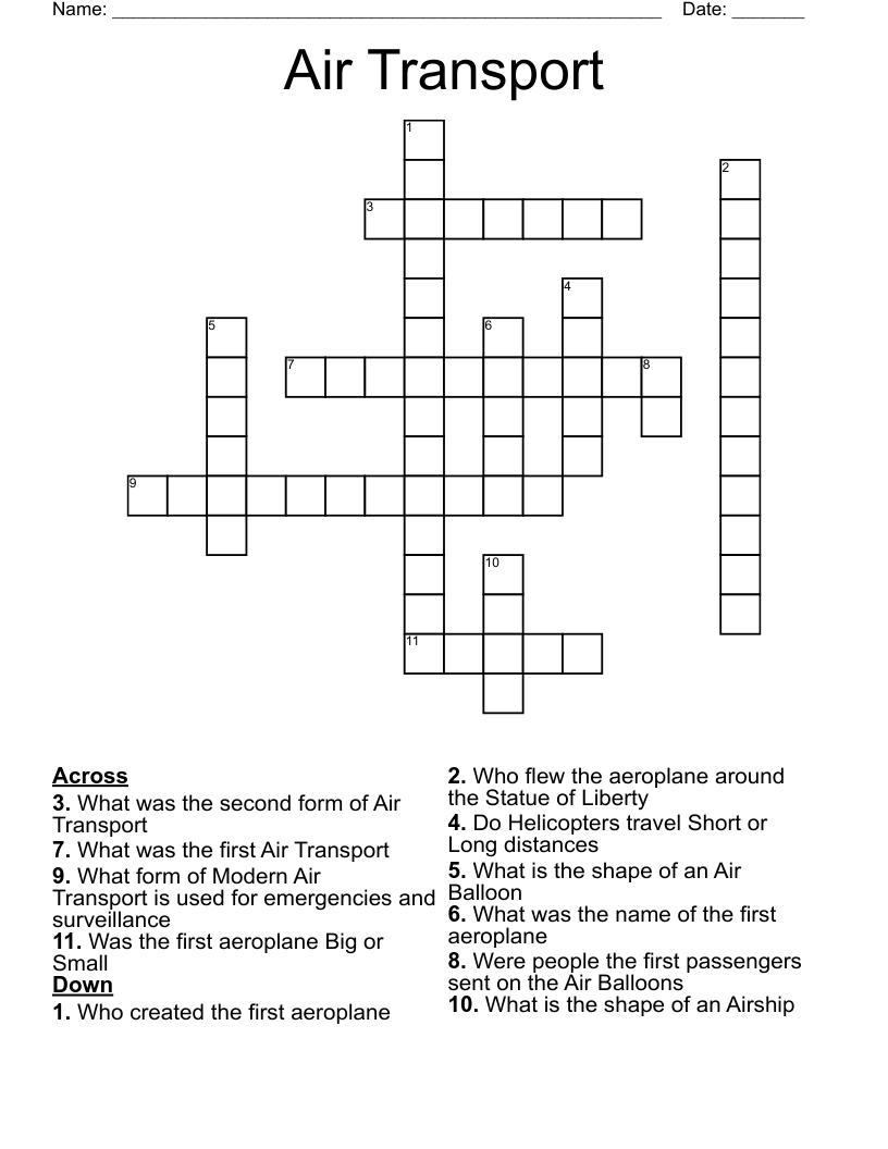 Air Transport Crossword