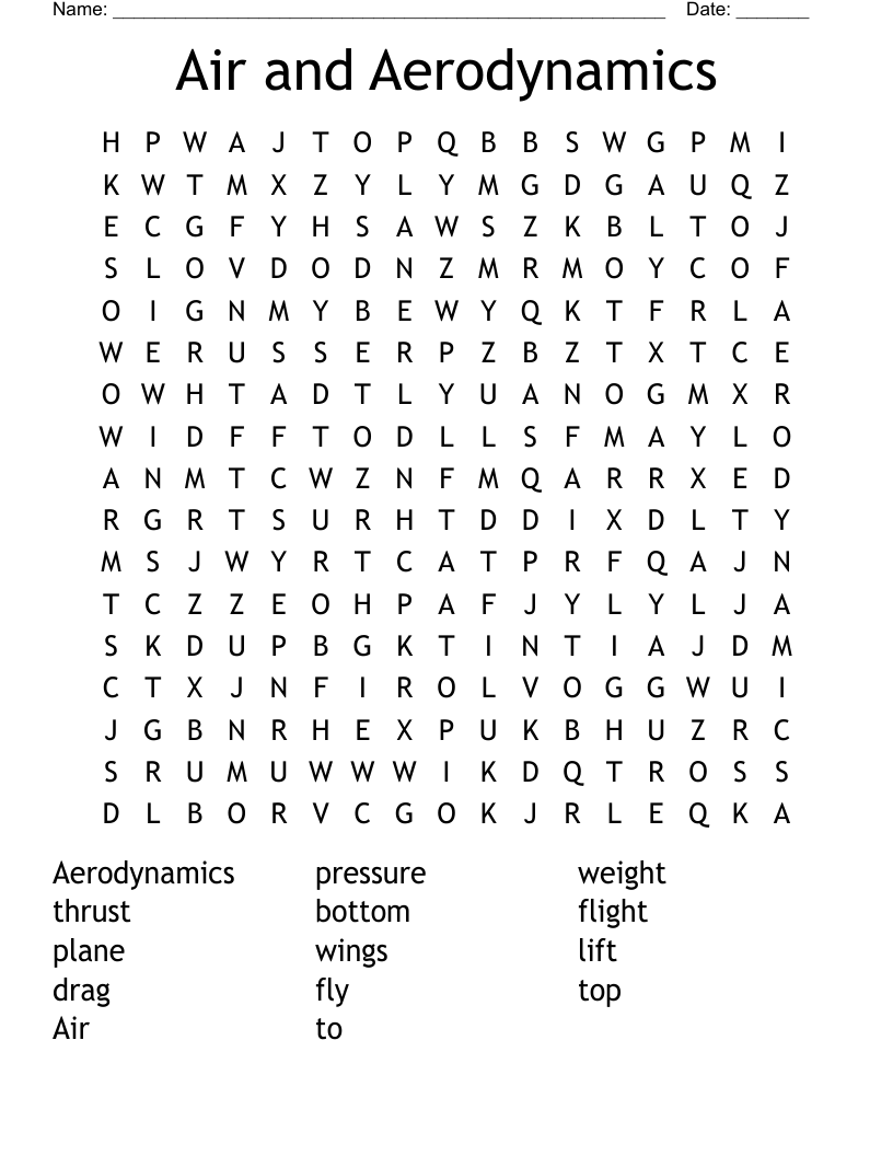Air and Aerodynamics  Word Search