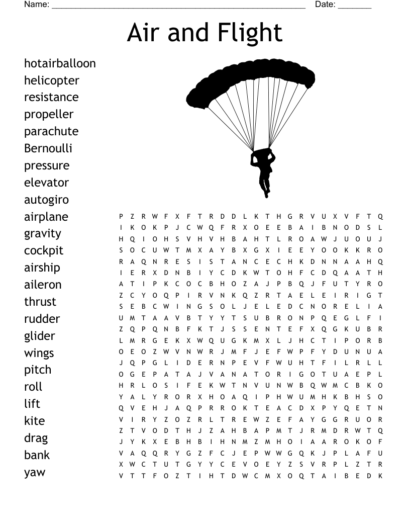 Air and Flight Word Search