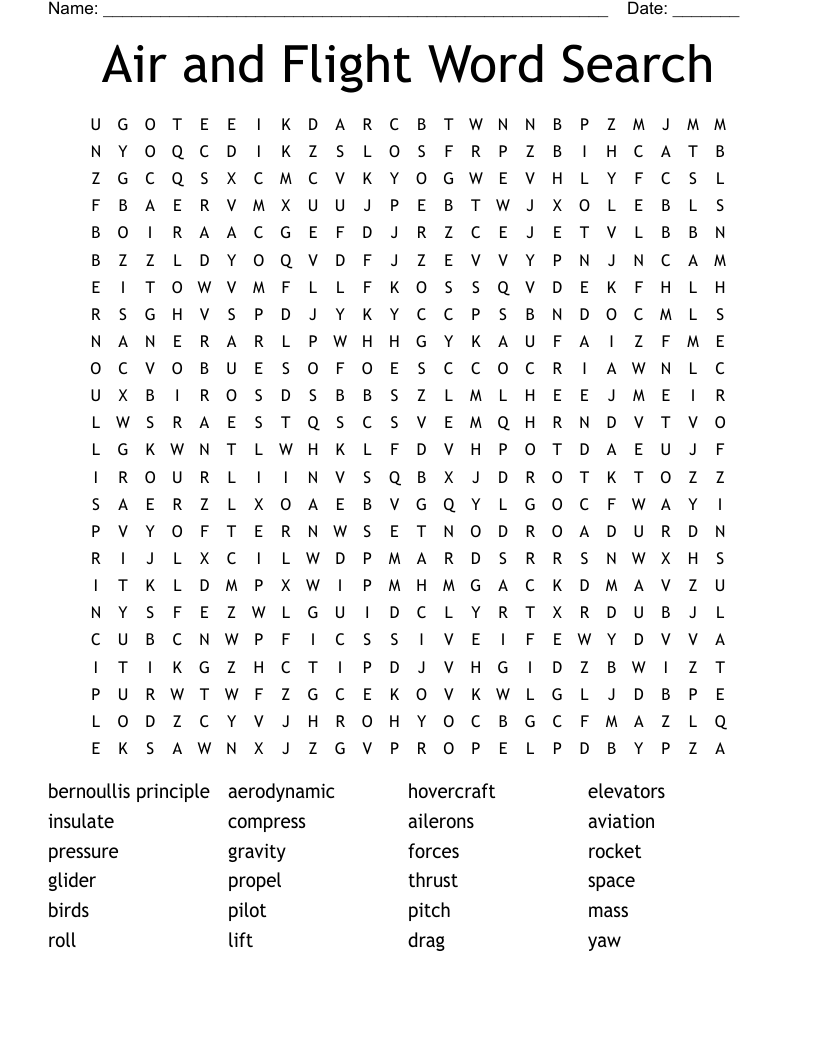 Air and Flight Word Search