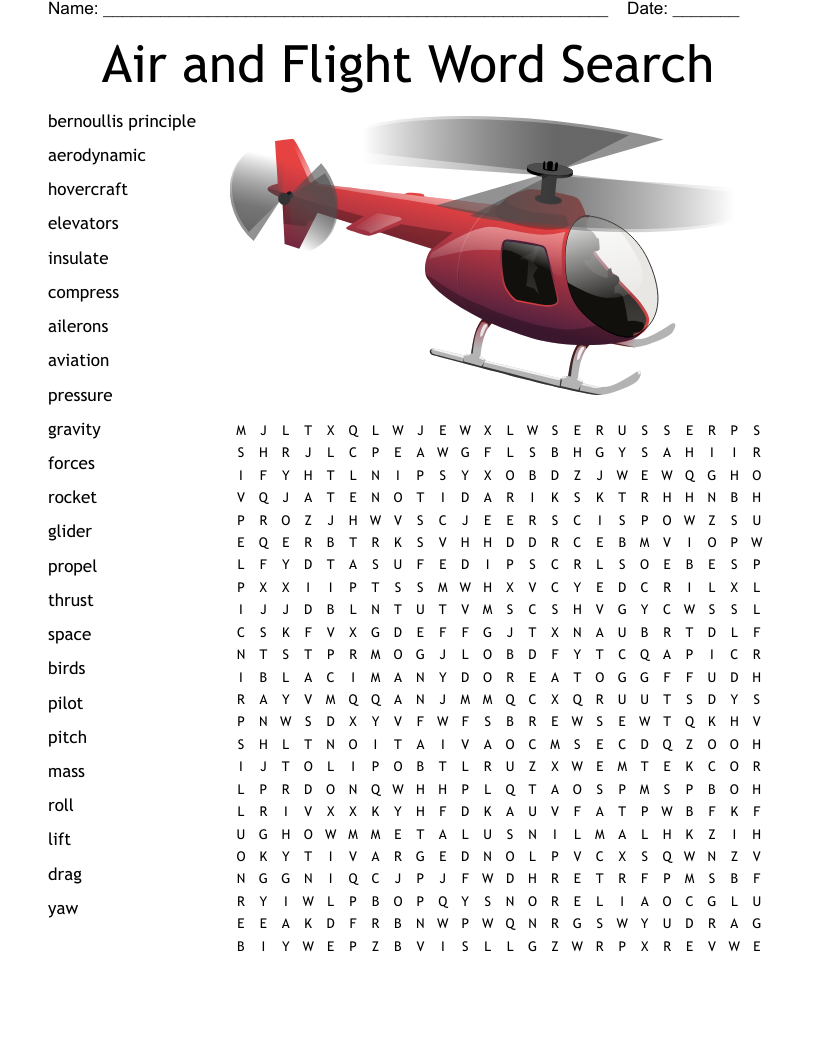 Air and Flight Word Search