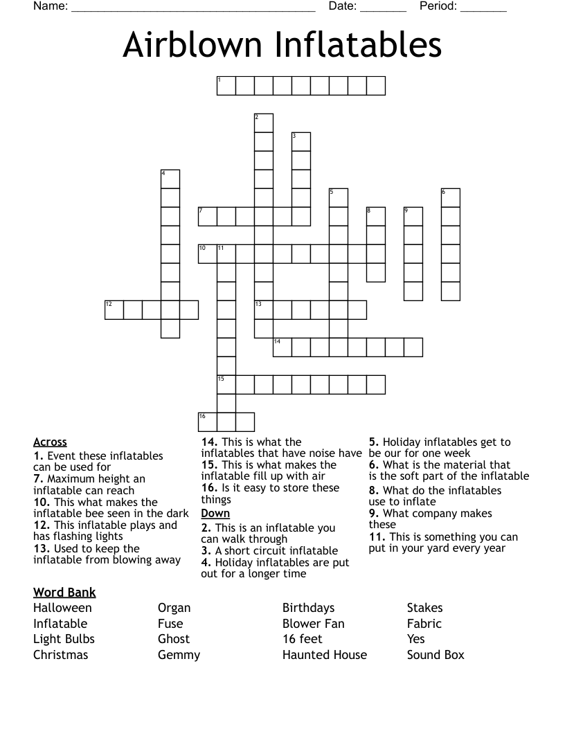 Airblown Inflatables Crossword