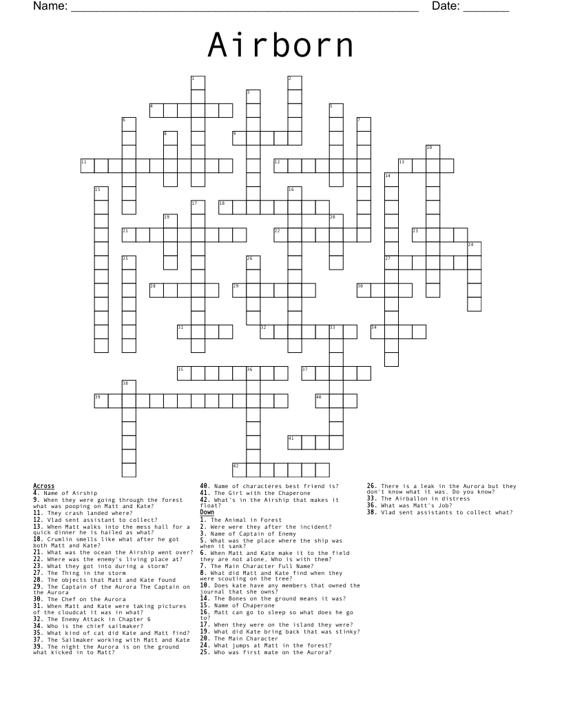 Airborn Crossword