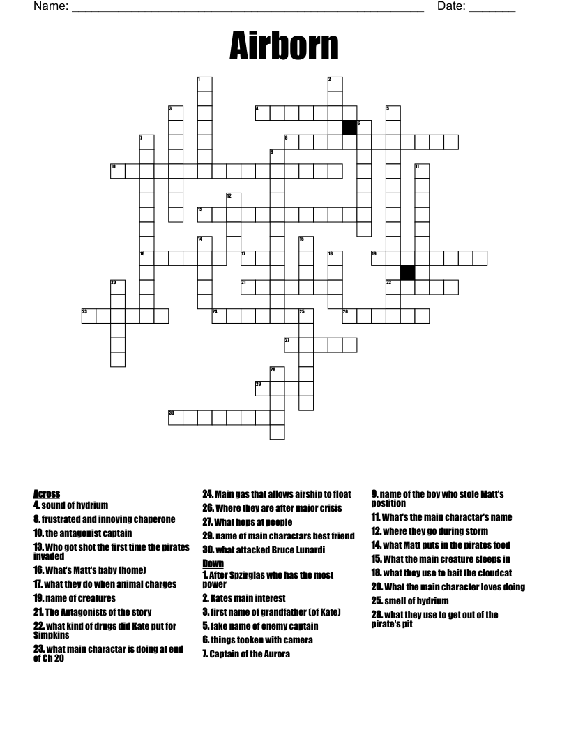 Airborn Crossword