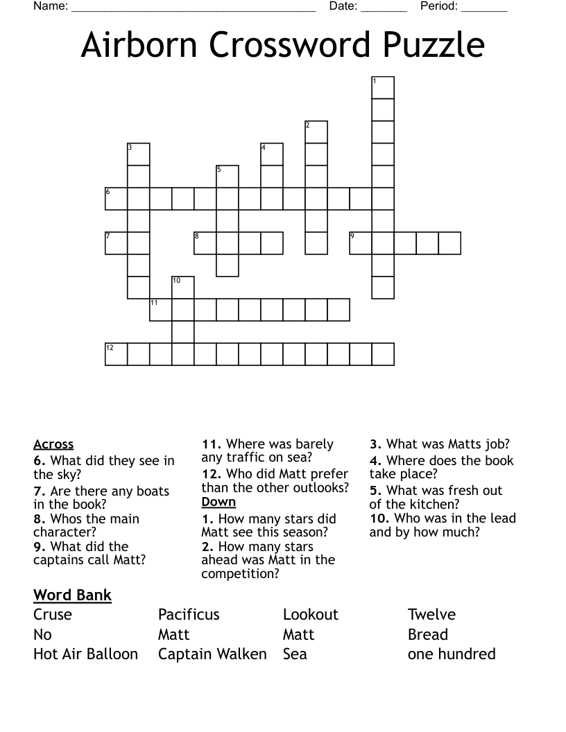 Airborn Crossword Puzzle