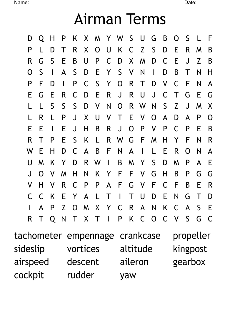 Airman Terms Word Search