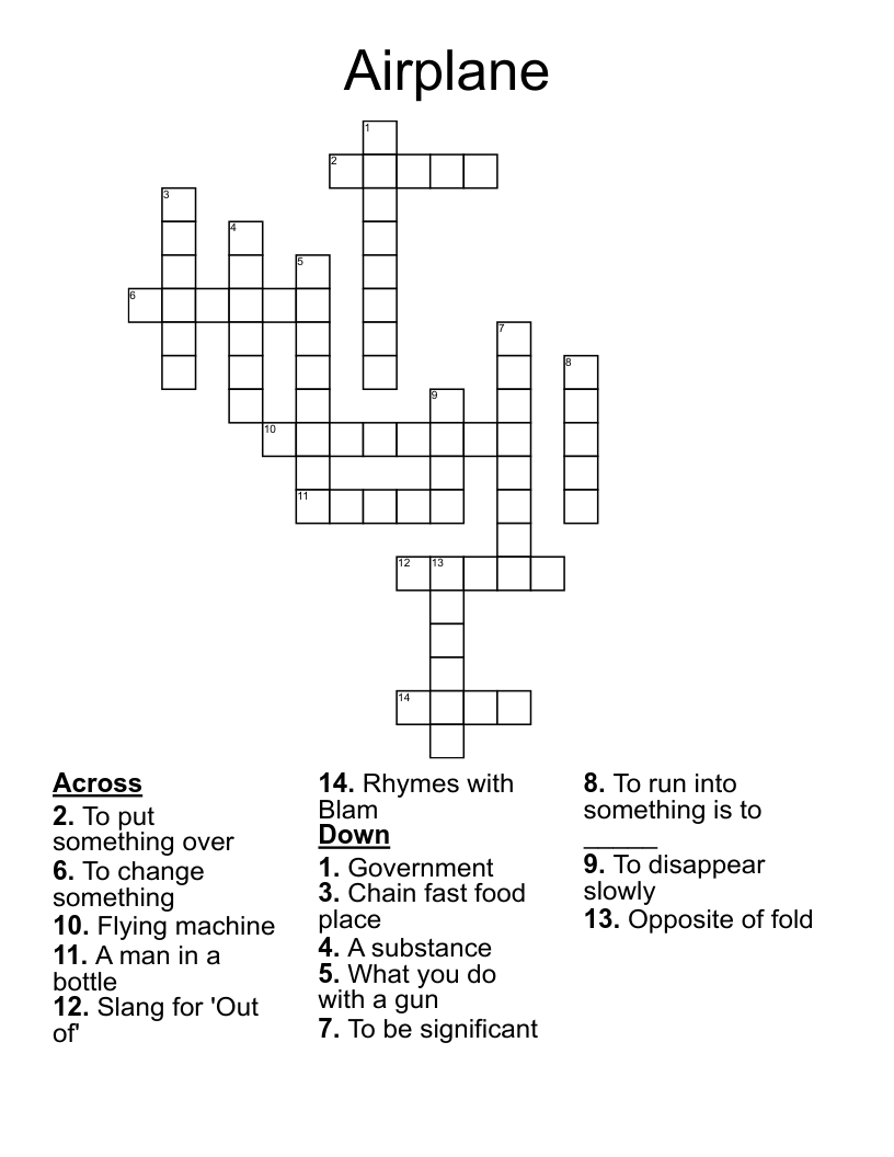 Airplane Crossword