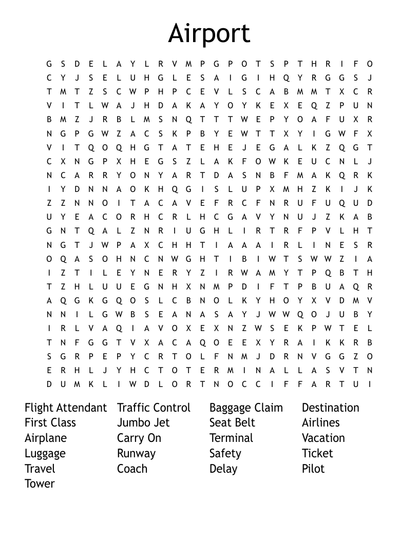 Airport Word Search