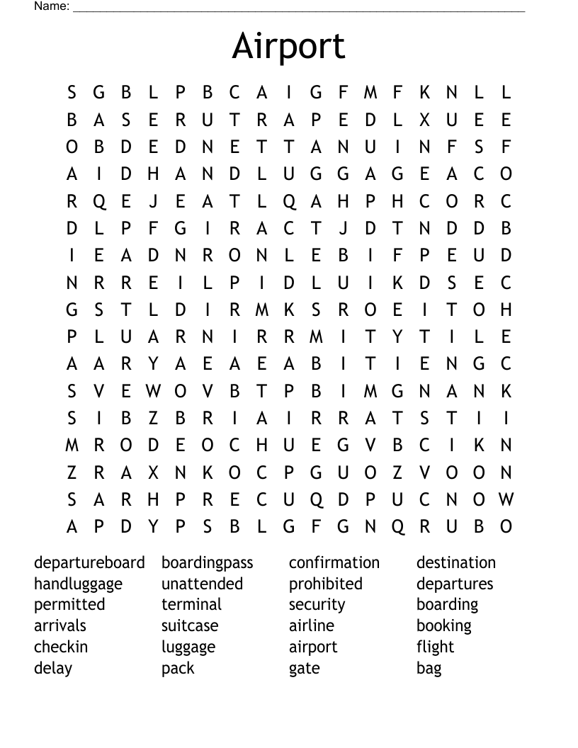 Airport Word Search