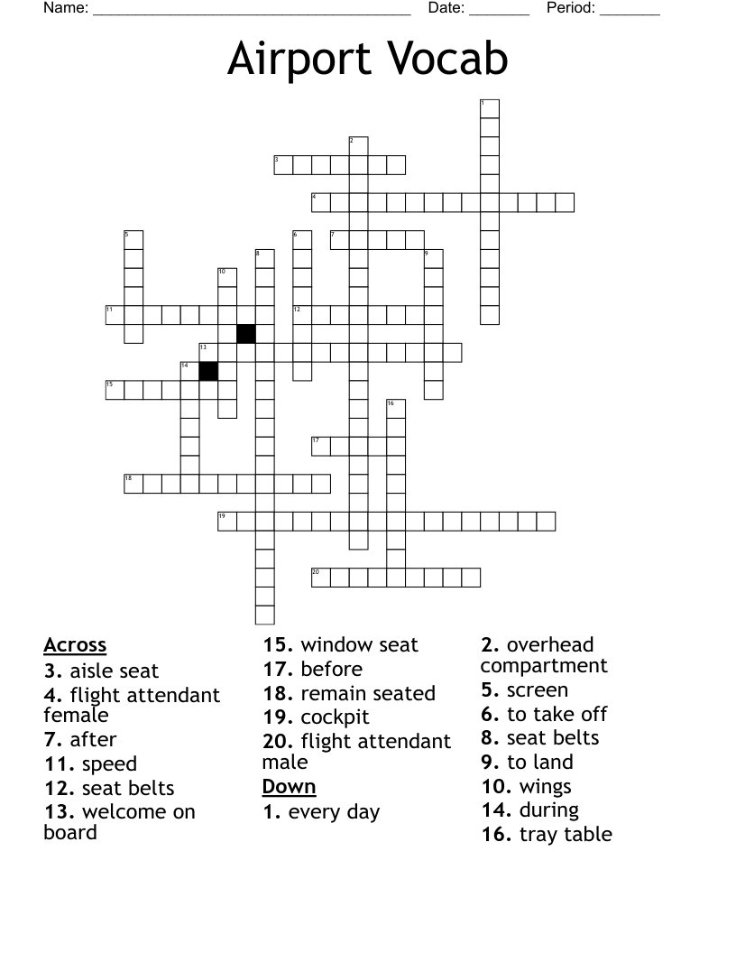 Airport Vocab  Crossword