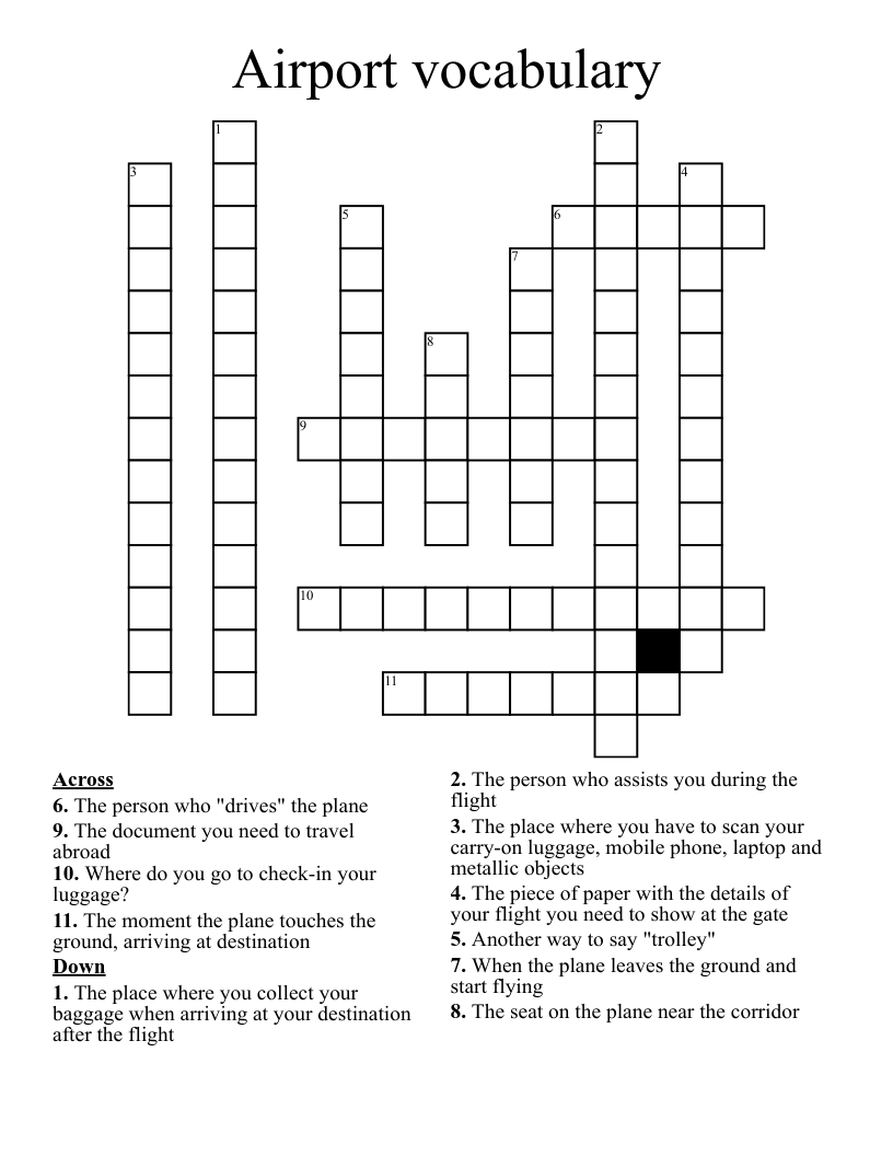 Airport vocabulary Crossword