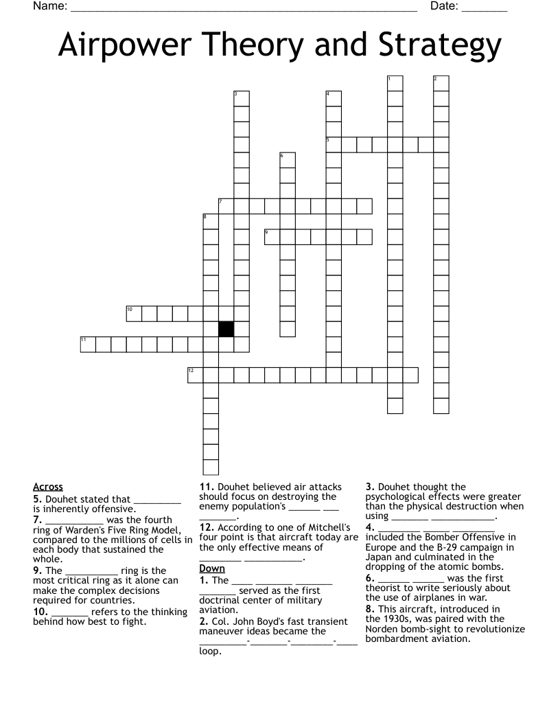 Airpower Theory and Strategy Crossword
