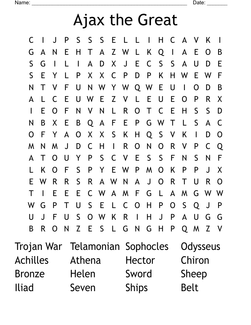 Ajax the Great Word Search