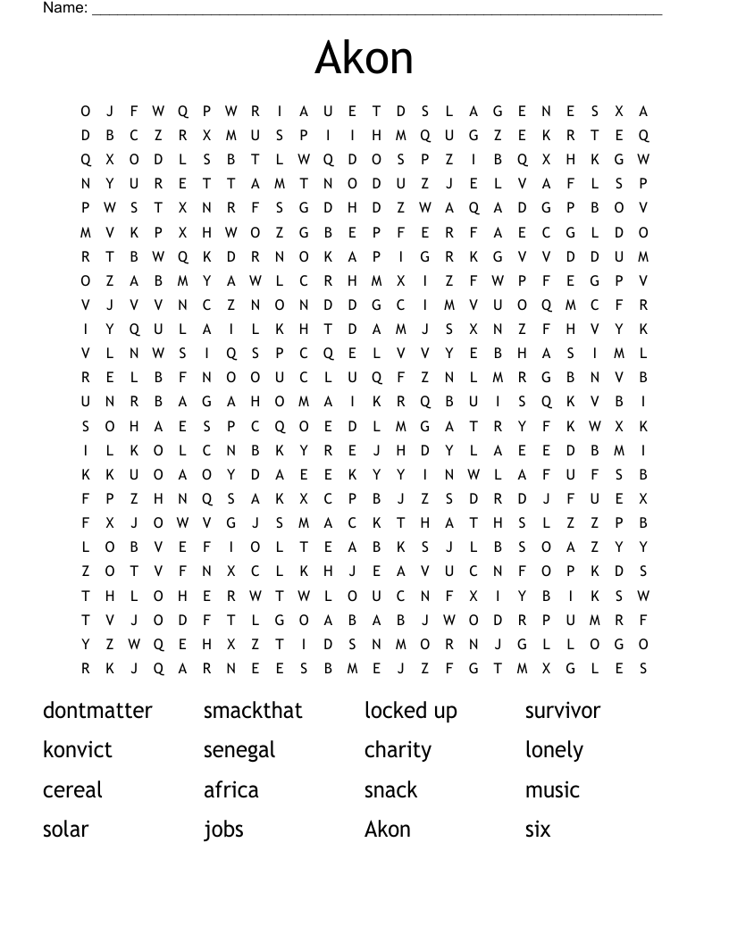Akon Word Search