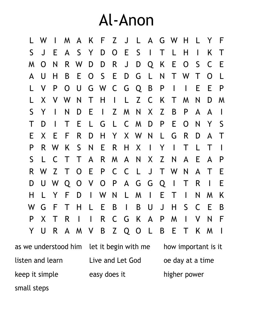 Al-Anon Word Search